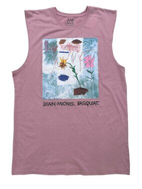 Basquiat Flower Graphic Men's Sleeveless T-Shirt Medium NWT